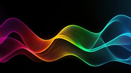Poster - Colorful abstract wave background with vibrant hues on a dark canvas.