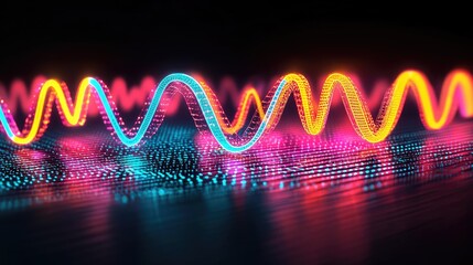 Poster - Colorful digital waveforms in vibrant neon tones, creating a mesmerizing visual effect.