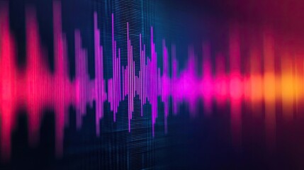 Poster - Colorful sound wave visualization on dark background, abstract artistic concept.