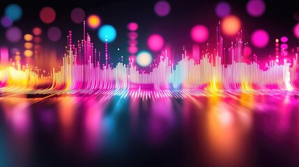 Poster - Colorful sound wave visualization on a dark background.