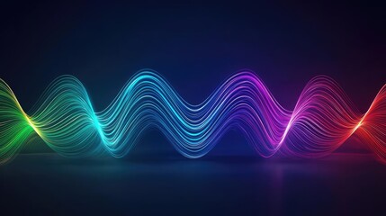 Poster - Colorful wave pattern on dark background for tech or music designs.