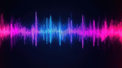 Poster - Colorful sound wave on dark background, abstract audio visualization.