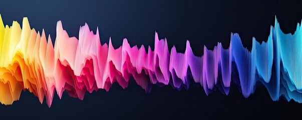 Poster - Colorful waveforms representing sound frequencies on a dark background.