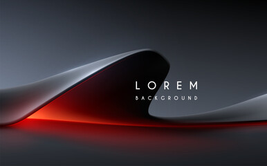 Fototapete - Abstract shape with red light effect
