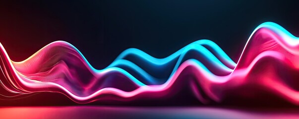 Poster - Colorful abstract waves with vibrant gradients on a dark background.
