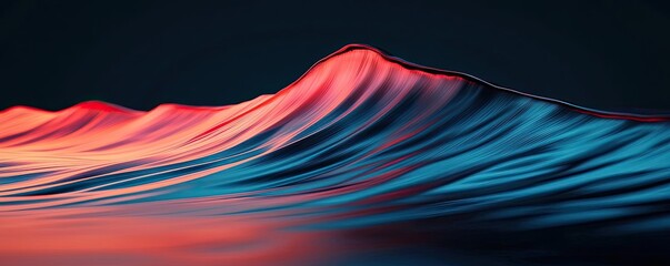 Poster - Abstract flowing waves with vibrant colors against a dark backdrop.