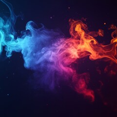 Leinwandbilder - Black background neon smoke, abstraction.