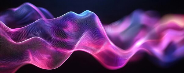 Poster - Abstract colorful wave pattern on a dark background.