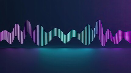 Poster - Vibrant audio waveform pattern in purple and teal shades on dark background.