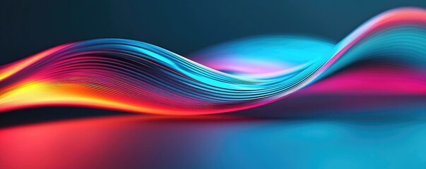 Poster - Colorful wave pattern with smooth gradients on a dark background.