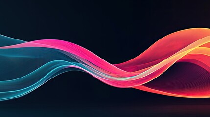 Poster - Abstract colorful wave patterns on a dark background.