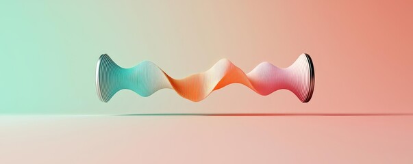 Poster - Abstract shape with smooth curves in vibrant gradient colors on a soft background.