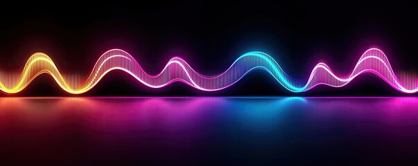 Aufkleber - Colorful wave of light on a dark background, digital abstract art.