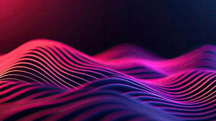 Aufkleber - Colorful abstract waves in pink and purple against a dark background.