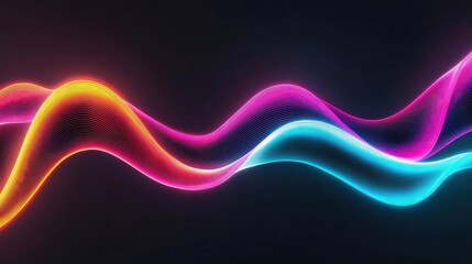 Poster - Colorful dynamic waves on a dark background, abstract design element