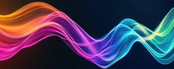 Poster - Colored waves on a dark background, smooth and flowing with vibrant hues.