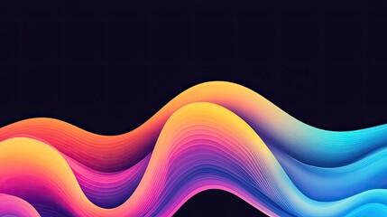 Poster - Abstract wavy design in vibrant colors on a dark background.