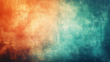 Poster - An abstract background blending warm orange and cool teal tones, with a textured appearance that captures attention, ideal for artistic projects and visual design.