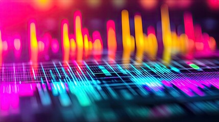 Aufkleber - Abstract sound waves in vibrant colors on digital screen.