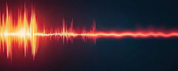 Poster - Abstract sound wave illustration in red over a dark background.