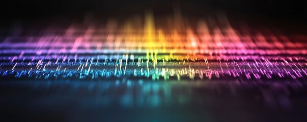 Poster - Colorful sound wave pattern, abstract design on black background.