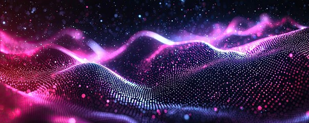 Poster - Abstract colorful wave pattern with vibrant lights and digital effects.