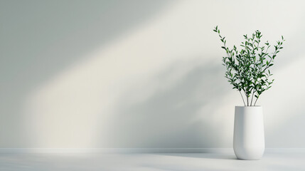 Aufkleber - Sunlight illuminating a plant in a modern minimalist room