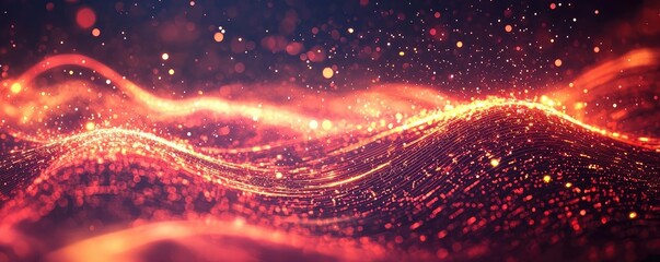 Poster - Abstract waves of sparkling light creating a mesmerizing flow.