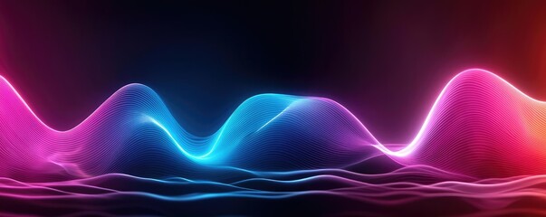 Aufkleber - Abstract wave patterns in vibrant neon colors on a dark background.