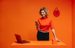 © Jacob Lund - Successful mature woman in monochromatic office set engaging in mobile communication