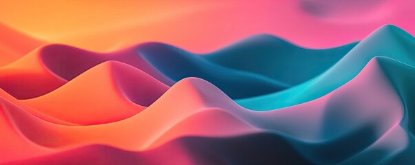 Poster - Colorful wave patterns, smooth gradients in pink, blue and purple hues.