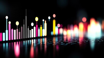 Poster - Colorful digital sound wave graph on a dark background.