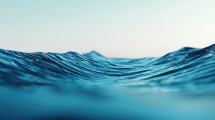 Poster - Close-up of tranquil ocean waves, gentle ripples in vibrant blue water.