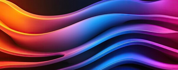 Aufkleber - Abstract colorful waves pattern on a dark background.