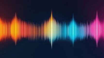 Poster - Colorful sound wave on a dark background, vibrant and dynamic audio visualization.