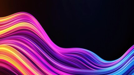 Poster - Colorful abstract waves with vibrant hues on a dark background.