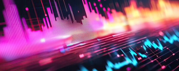 Poster - Colorful sound wave visualization with vibrant lines and dynamic shapes.