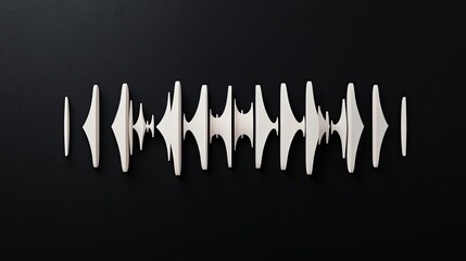 Poster - Audio waveform design with white shapes on a black background.