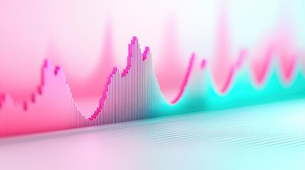 Poster - Abstract sound wave graphic in vibrant pink and turquoise colors.