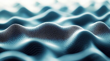 Aufkleber - Abstract wave pattern with intricate textures and soft blue tones, white isolated background.