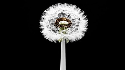 Poster - A monochrome close-up of a dandelion puffball, revealing its intricate details.