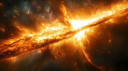 Sticker - Cosmic Firestorm: Fiery Nebula Explodes Brilliantly in Space