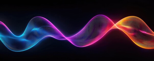 Poster - Colorful wave pattern with vibrant hues on a dark background.