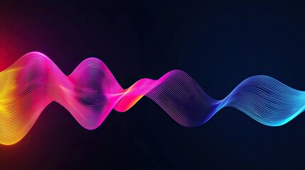 Poster - Colorful wave pattern on a dark background, ideal for abstract design projects.