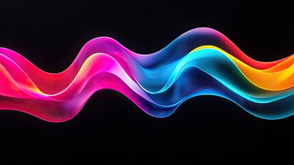 Poster - Vibrant waves of color blending harmoniously on a dark background.
