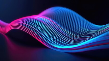 Poster - Abstract colorful wave lines on dark background
