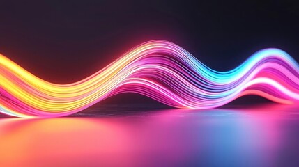 Aufkleber - Colorful wave of light on a dark background, creating a dynamic visual effect.