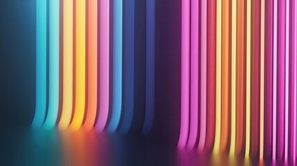 Poster - Colorful neon light streaks on a dark background, creating a vibrant abstract effect.