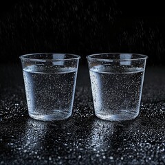Poster - An illustration of two glass jars with water beads against a black setting.