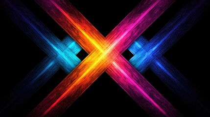 Poster - Dynamic abstract wave patterns digital art colorful composition dark background modern aesthetic visual impact